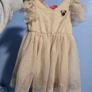 Cream Tulle Dress with Mouse Embroidery